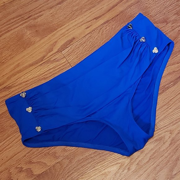 JUICY Couture BLUE Nautical Swim Bottoms Hearts XL - Picture 2 of 9